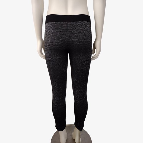 Under Control Black and Silver Metallic Shimmering Fleece Lined Leggings - Picture 6 of 11